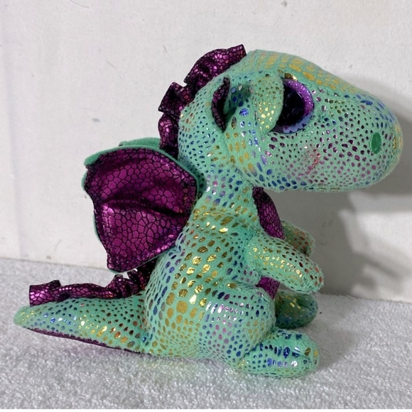 5/$25 Ty Cinder Beanie Boos Green Purple Mini Dragon Plush Stuffed Animal - Picture 1 of 11